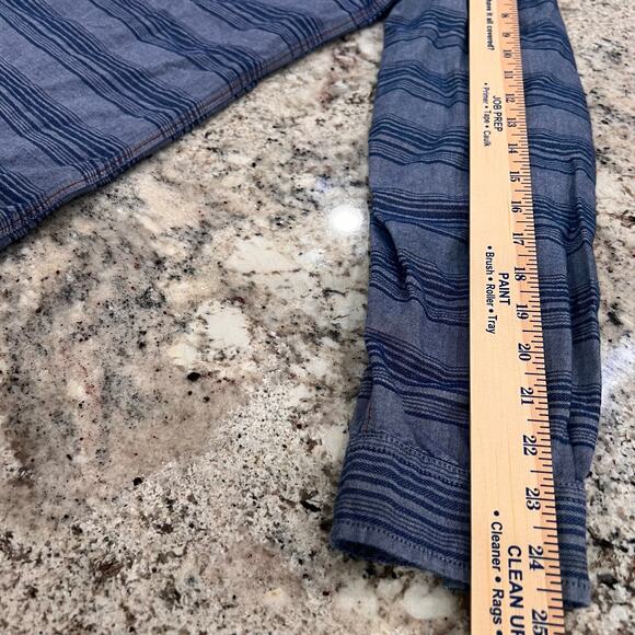 Wrangler Shirt- Men’s Large Slim Fit -Blue Horizontal Stripes -Long Sleeves - Picture 7 of 11